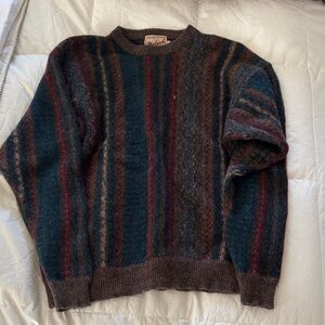 Woolrich Men's Striped Crewneck Sweater in Brown, Teal & Burgundy